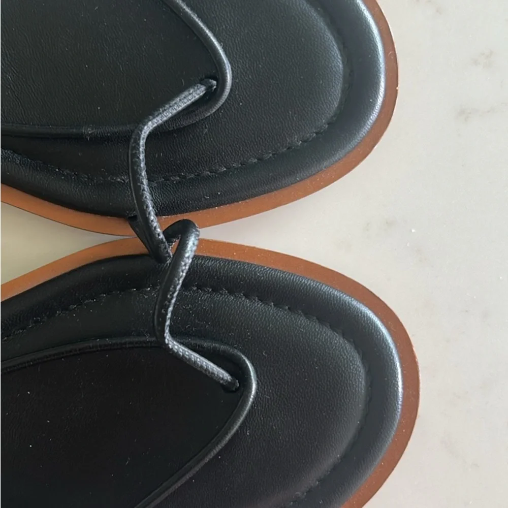 J. Crew Black Strappy Sandals with Brown Sole Trim